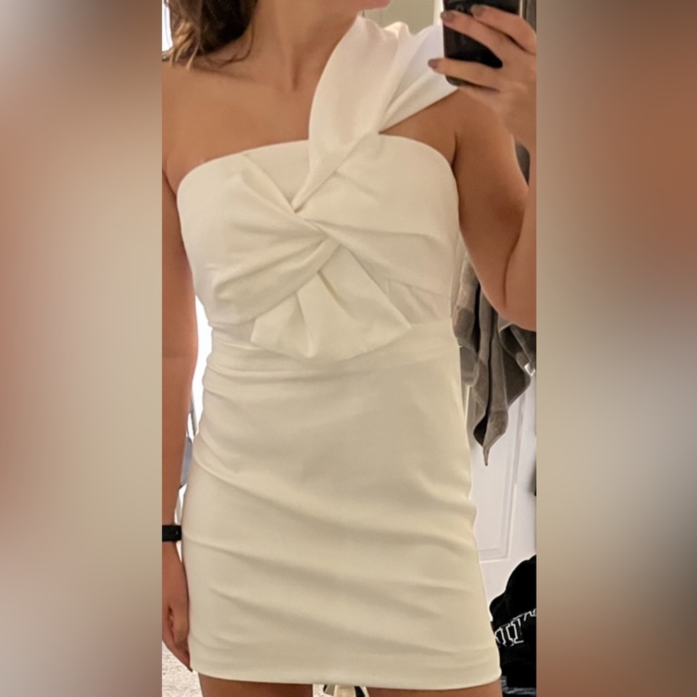 White one shoulder mini dress